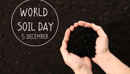 Hands Holding Rich Soil for World Soil Day, 5 December, Earth Awareness