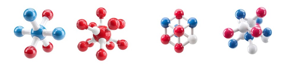 Obraz premium Set of molecular models isolated on transparent background