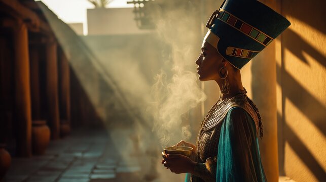Regal Egyptian Queen in Dawn Light