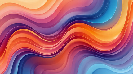 Flowing wave-like ribbons of vibrant colors, smooth gradients, and a contemporary aesthetic, creating a bright and eye-catching visual experience