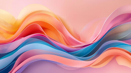 Flowing wave-like ribbons of vibrant colors, smooth gradients, creating a bright and eye-catching visual experience
