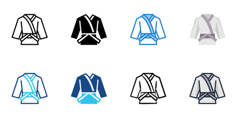 Judo Gi icon set multiple style collection 
