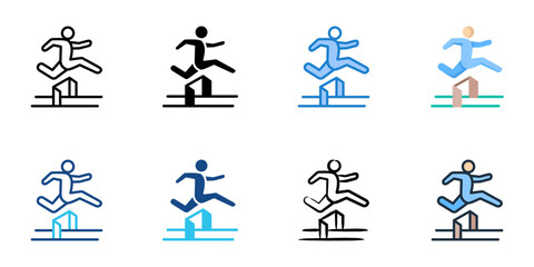 Fototapeta premium Obstacle Jump icon set multiple style collection 