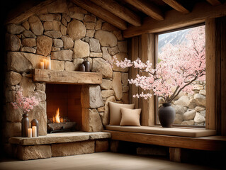 Naklejka premium peaceful fireplace scene