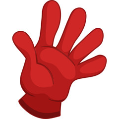 Red Cartoon Glove Open Hand Showing Five Fingers With Transparent Background