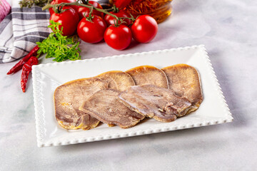 Boiled beef tomgue slices appetizer