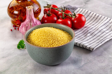 Vegan cuisine - raw dry couscous