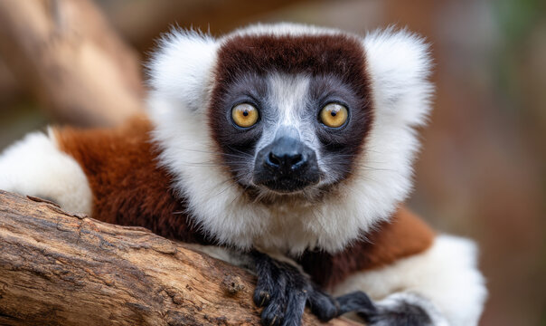 Coquerel's sifaka lemur staring on a tree branch