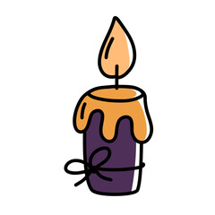 Decorative candle illustration with golden wax. Hand-drawn candle with golden melting wax perfect for cozy winter themes, Christmas decor, spiritual designs, and warm festive vector artwork.