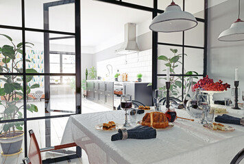 modern kitchen interior.