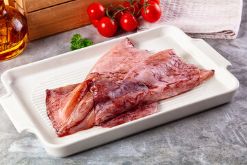 Raw fresh calamari for cooking