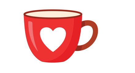 A cheerful red cup adorned with a white heart, containing a delicious warm drink, perfect for celebrating love or starting your day.