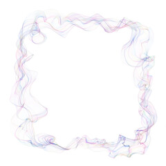 Rectangular smoky frame with colorful wisps on transparent background for abstract or decorative design