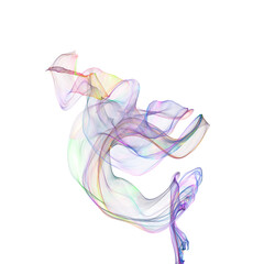 Swirling transparent multicolor gray smoke plume with reflection on transparent background for abstract or artistic design