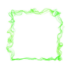 Square frame made of green smoky wisps with blank center on transparent background for decorative or artistic design