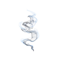 Swirling transparent blue smoke plume with reflection on transparent background for abstract or artistic design