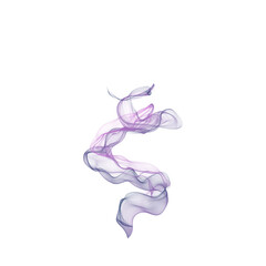Swirling transparent purple smoke plume with reflection on black transparent background for abstract or artistic design