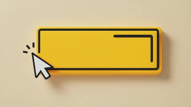 Yellow 3D Input Field with Cursor Click Symbol for Interface and UI Design
