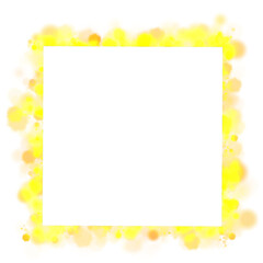 Obraz premium Abstract golden glow frame with soft light splashes and blank center on transparent background for decorative design