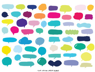 Cute doodle vector speech bubble colorful set,Hand drawn set of speech bubbles with handwritten for book ,card, business, poster design. Vector illustration design for fashion fabrics, cute doodle
