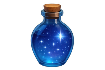 Blue magic potion bottle containing a galaxy of stars