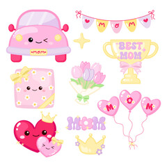 Cute mother's day lovely present and decoration clipart