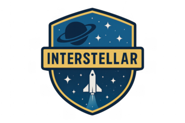 Interstellar space exploration mission patch emblem concept