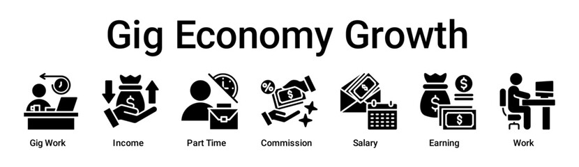 Gig Economy Growth banner web icon vector illustration concept for business with icon of Gig Work, Income, Part Time, Commission, Salary, Earning.