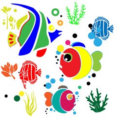 set of colorful fishes