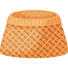 Woven Basket With Open Top And Textured Weave In Natural Brown Color On Transparent Background
