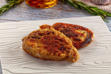 Breaded meat fillet escalope schnitzel