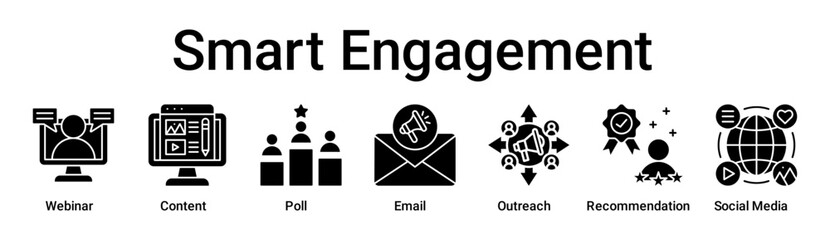 Smart Engagement banner web icon vector illustration concept for business with icon of Webinar, Content, Poll, Email, Outreach, Recommendation, Social .