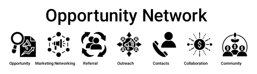 Opportunity Network banner web icon vector illustration concept for business with icon of Opportunity, Marketing Networking, Referral, Outreach, Contacts, Collaboration.