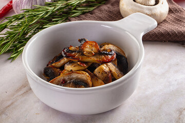 Vegan cuisine - roasted champignon slices