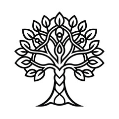 Seamless Christmas tree vector illustration with ornate floral pattern and vintage snowflake decoration art