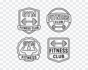Monochrome Line Art Gym and Fitness Emblems Black and White Gym Emblems | Line Art Fitness Logo Collection