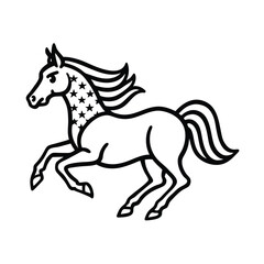 Black running stallion horse silhouette vector illustration