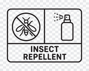 Naklejka premium Insect Repellent Spray and No Bugs Sign Bug Repellent Hazard Signs – Outdoor Safety Label Set