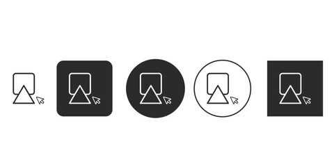 Click to upload file icon set for web design | Vector UI element for drag and drop functionality | Outline and solid glyphs for file selection interface Upload box with arrow and mouse pointer symbol