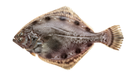 A flatfish with spots on transparent background