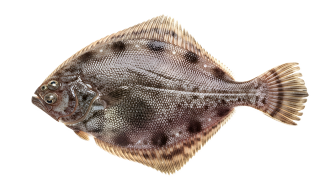 A flatfish with spots on transparent background