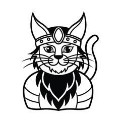 Cute vector cartoon black kitten with a red heart illustration