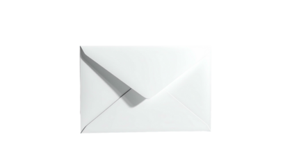 Simple white envelope with shadow detail on a pure black background