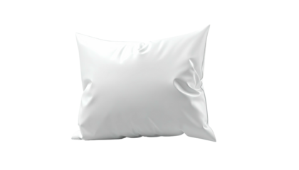 A puffy white pillow floats against a stark black background, angled for impact