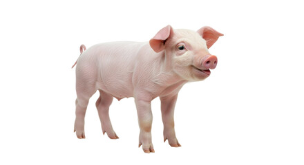 A small pink pig standing on transparent background