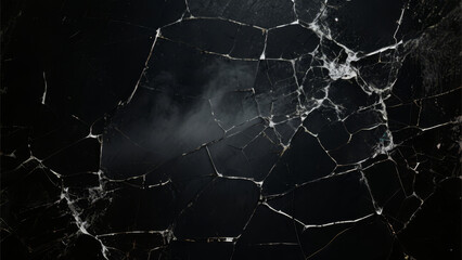 Cracked black surface with glowing white fissures and wisps of smoke.