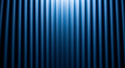 Fototapeta premium Abstract Blue Curtains Elegance Backdrop: Modern Stage Curtain Design, Dark Room Interior, Theater Presentation, Corporate Event Design, Luxurious Style Template