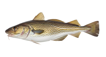A single cod fish on transparent background