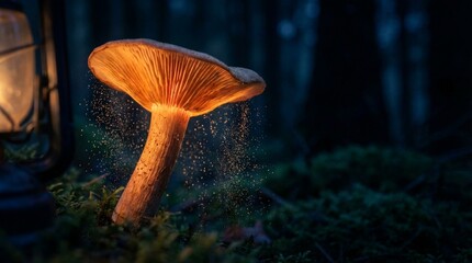 mushrooms in the forest light