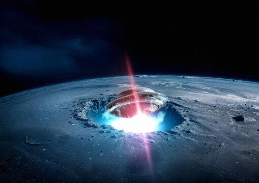 UAP emerging from Moon, illustration